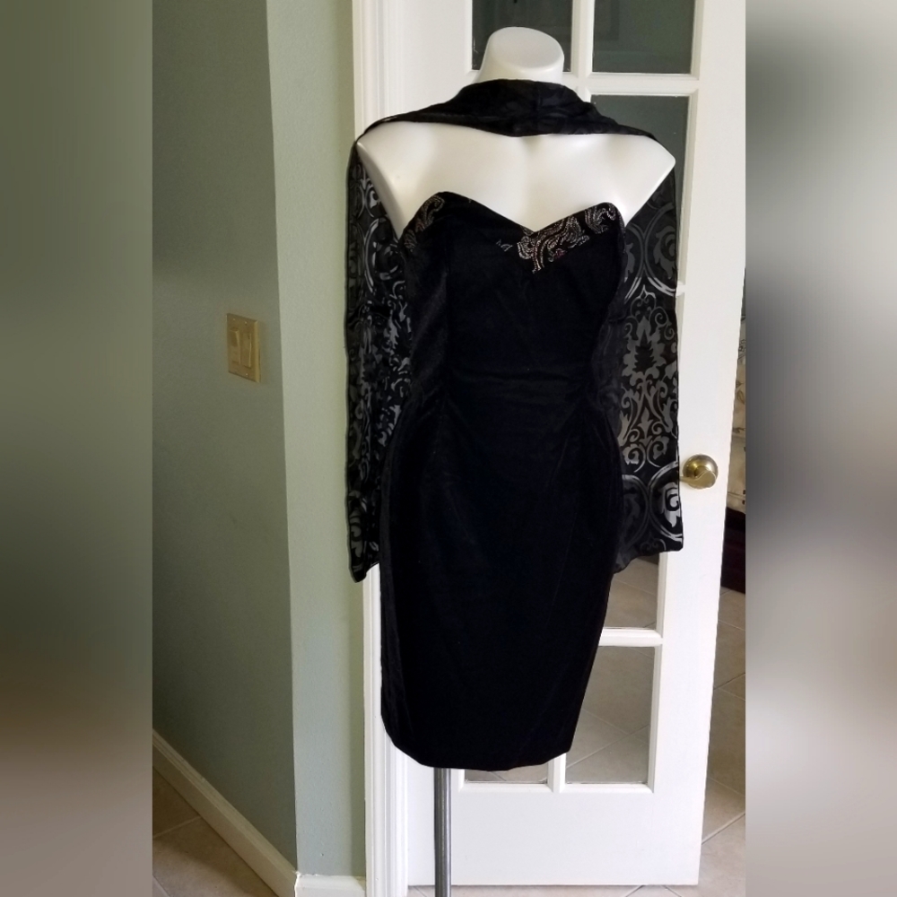 Velvet dress with bolero jacket